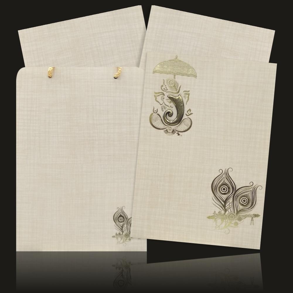 Sparkling Grey Shading With Umbrella Ganesha Theme Wedding Invitation Card-KNCA205S-3
